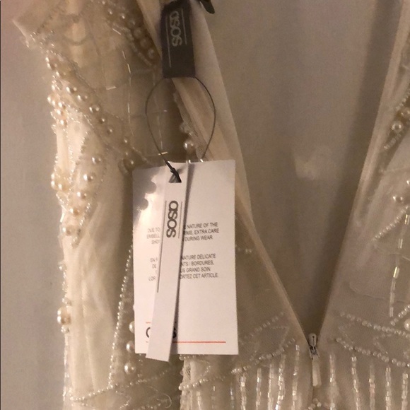 ASOS embellished pearl mini fringe dress - Picture 3 of 6